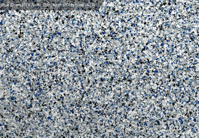 Blue Storm (S) & Arctic (25) — N23 Neutral Grey base, official APC sample